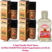 ULFİSU COSMETİCO Ulfisu Cosmetico Deadly Shark Sprey 40 ml 4 Adet - Deadly Shark Sprey Çilekli 50 ml Kayganlastirici Jel Hediye