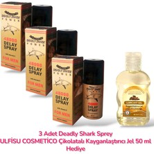 ULFİSU COSMETİCO Ulfisu Cosmetico Deadly Shark Geçiktıriçı Sprey 3 Adet - Deadly Shark Sprey 3 Adet, Ulfisu Cosmetico Çikolata Aromalı 50 ml Kayganlastirici Jel Hediye
