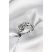 Alvo Store Buğz Gümüş Renk Zirkon Taşlı Zincir Model Kadın Yüzük