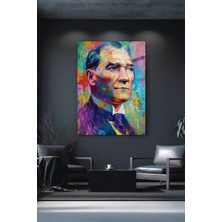 Ahsen resim çerçeve Atatürk - Renkli Görüntü Dikey Duvar Dekoratif Cam Tablo