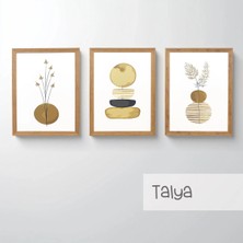 Ahsen resim çerçeve Çerçeveli 3'lü Tablo Set - Duvar Dekoru Soyut Tabloları - Talya