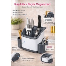 Tezgah Üstü Kaşıklık ve Bıçak Organizeri Çok Bölmeli Mutfak Çatal Kaşık Düzenleyici