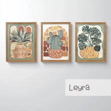 Ahsen resim çerçeve Çerçeveli 3'lü Tablo Set - Duvar Dekoru Soyut Tabloları - Leyra