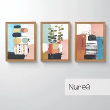 Ahsen resim çerçeve Çerçeveli 3'lü Tablo Set - Duvar Dekoru Soyut Tabloları - Nurea