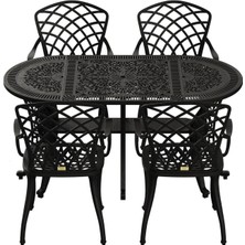 Ivf Siyah Oval Masa + 4'lü Hitit Sandalye