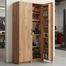 Misterium Elite Iki Kapaklı Çok Amaçlı Kiler Erzak Dolabı - Geniş Alan Düzenleyici & Atölye Tamirhane Malzeme Dolabı - Atlantik Çam