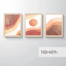 Ahsen resim çerçeve Çerçeveli 3'lü Tablo Set - Duvar Dekoru Soyut Tabloları - Narelith