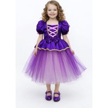 Boztaş Bebe Rapunzel Kısa Kollu Örgü Saç Toka Hediyeli Elbise & Rapunzel Abiye & Rapunzel Kısa Kollu Kostüm