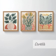 Ahsen resim çerçeve Çerçeveli 3'lü Tablo Set - Duvar Dekoru Soyut Tabloları - Avela