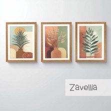 Ahsen resim çerçeve Çerçeveli 3'lü Tablo Set - Duvar Dekoru Soyut Tabloları - Zavellia
