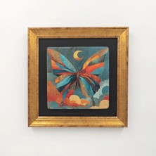 Ahsen resim çerçeve Çerçeveli Doğal Taş Üzerine Kelebek Temalı Baskı Tablo (Masal)