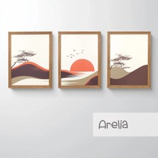 Ahsen resim çerçeve Çerçeveli 3'lü Tablo Set - Duvar Dekoru Soyut Tabloları - Arelia