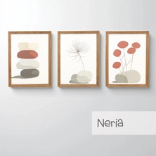 Ahsen resim çerçeve Çerçeveli 3'lü Tablo Set - Duvar Dekoru Soyut Tabloları - Neria