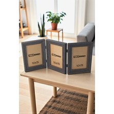 Ahsen resim çerçeve Ahşap Görünümlü 3'lü Fotoğraf Çerçeve Seti Camlı 10X15 - Venge