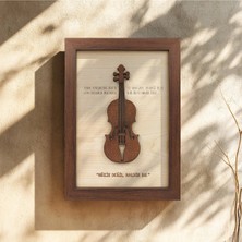 Ahsen resim çerçeve Ceviz Rengi Çerçeveli - Keman Detaylı Kabartmalı - Lazer Yazılı - Ahşap Görünümlü Tablo (Müzik)