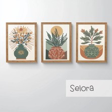 Ahsen resim çerçeve Çerçeveli 3'lü Tablo Set - Duvar Dekoru Soyut Tabloları - Selora