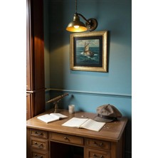 Ahsen resim çerçeve Çerçeveli Doğal Taş Üzerine Deniz Yolculuğu Temalı Baskı Tablo (Yolcu)