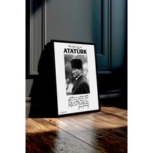 Ahsen resim çerçeve Atatürk - Çerçeveli Dikey Dekoratif Tablo - (Atatürk'ün Türk Dili Için Yazdığı Not)
