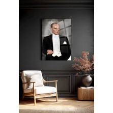 Ahsen resim çerçeve Atatürk - Renkli Görüntü Dikey Duvar Dekoratif Cam Tablo