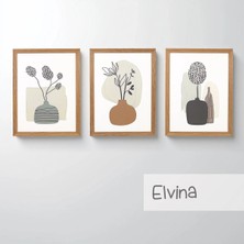 Ahsen resim çerçeve Çerçeveli 3'lü Tablo Set - Duvar Dekoru Soyut Tabloları - Elvina