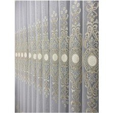 Farbateks Ottoman Altın Gold Kort Nakılşlı Salon 3kat Pilei Tül Perde