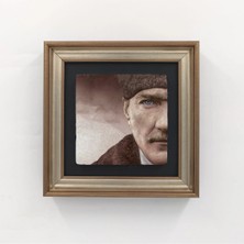 Ahsen resim çerçeve Çerçeveli Doğal Taş Üzerine Atatürk Temalı Baskı Tablo (Lider)