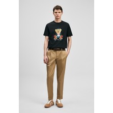 Lufian Teddy Modern Grafik T- Shirt Siyah