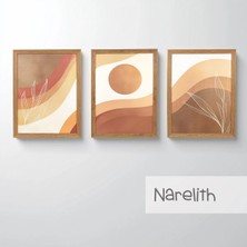 Ahsen resim çerçeve Çerçeveli 3'lü Tablo Set - Duvar Dekoru Soyut Tabloları - Narelith