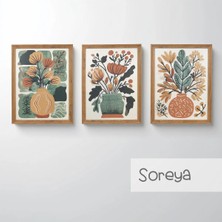 Ahsen resim çerçeve Çerçeveli 3'lü Tablo Set - Duvar Dekoru Soyut Tabloları - Soreya