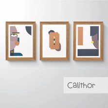 Ahsen resim çerçeve Çerçeveli 3'lü Tablo Set - Duvar Dekoru Soyut Tabloları - Calithor