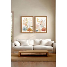 Ahsen resim çerçeve Çerçeveli 2'li Tablo Set - Duvar Dekoru Soyut Tabloları - Morin