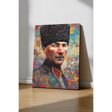 Ahsen resim çerçeve Atatürk Kanvas Tablo Yağlı Boya Tasarım Siyah Beyaz Işyeri Ev