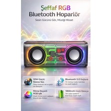 FaroxTech 10W Şeffaf Mecha Bluetooth Hoparlör Rgb Işıklı Taşınabilir Kablosuz Ses Sistemi