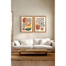 Ahsen resim çerçeve Çerçeveli 2'li Tablo Set - Duvar Dekoru Soyut Tabloları - Lavea