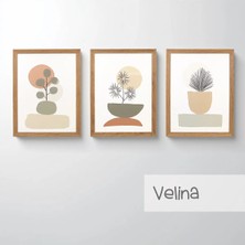 Ahsen resim çerçeve Çerçeveli 3'lü Tablo Set - Duvar Dekoru Soyut Tabloları - Velina