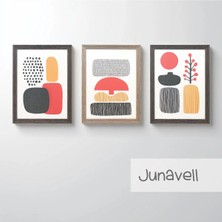 Ahsen resim çerçeve Çerçeveli 3'lü Tablo Set - Duvar Dekoru Soyut Tabloları - Junavell