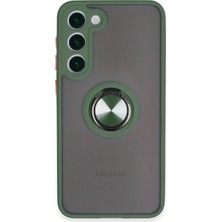 Buğz Samsung Galaxy S23 Plus Kılıf Montreal Yüzüklü Silikon Kapak - Yeşil