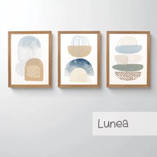 Ahsen resim çerçeve Çerçeveli 3'lü Tablo Set - Duvar Dekoru Soyut Tabloları - Lunea