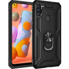 Buğz Samsung Galaxy A11 Kılıf Sofya Yüzüklü Silikon Kapak - Siyah