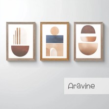 Ahsen resim çerçeve Çerçeveli 3'lü Tablo Set - Duvar Dekoru Soyut Tabloları - Aravine