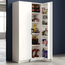 Misterium Elite Iki Kapaklı Çok Amaçlı Kiler Erzak Dolabı - Geniş Alan Düzenleyici & Atölye Tamirhane Malzeme Dolabı - Beyaz