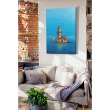 Ahsen resim çerçeve Kız Kulesi Kanvas Tablo Yağlı Boya Görünüm - Işyeri Ev