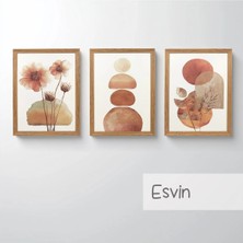 Ahsen resim çerçeve Çerçeveli 3'lü Tablo Set - Duvar Dekoru Soyut Tabloları - Esvin