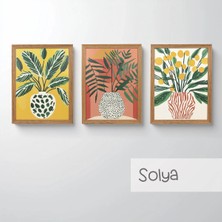Ahsen resim çerçeve Çerçeveli 3'lü Tablo Set - Duvar Dekoru Soyut Tabloları - Solya