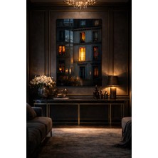 Ahsen resim çerçeve Kırılmaz Cam Tablo 5mm (Kalın) - Ev Işyeri Duvar Dekorasyonu - Soyut Bina Tasarımlar (Dikey)