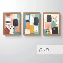 Ahsen resim çerçeve Çerçeveli 3'lü Tablo Set - Duvar Dekoru Soyut Tabloları - Alvia