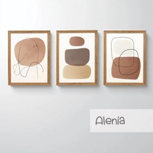 Ahsen resim çerçeve Çerçeveli 3'lü Tablo Set - Duvar Dekoru Soyut Tabloları - Alenia