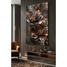 Ahsen resim çerçeve Kırılmaz Cam Tablo 5mm (Kalın) - Ev Işyeri Duvar Dekorasyonu - Soyut Çiçek Tasarımlar (Dikey)