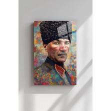 Ahsen resim çerçeve Atatürk - Renkli Görüntü Dikey Duvar Dekoratif Cam Tablo