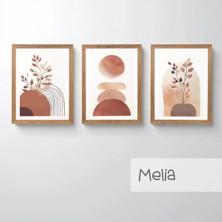 Ahsen resim çerçeve Çerçeveli 3'lü Tablo Set - Duvar Dekoru Soyut Tabloları - Melia